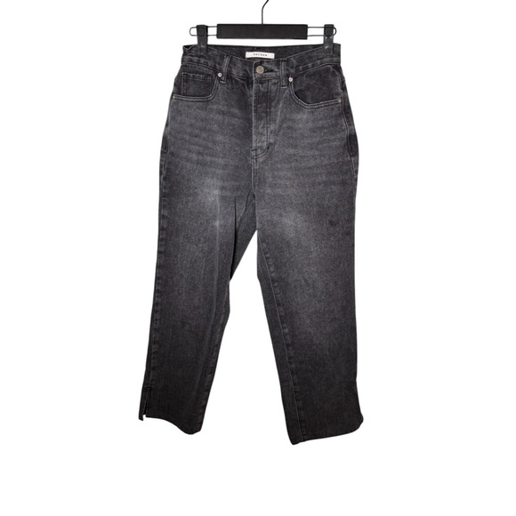 PacSun Denim - Pacsun Dad Jean Faded Black Denim Jeans Wide Leg Slit Button Fly Relaxed Fit 25